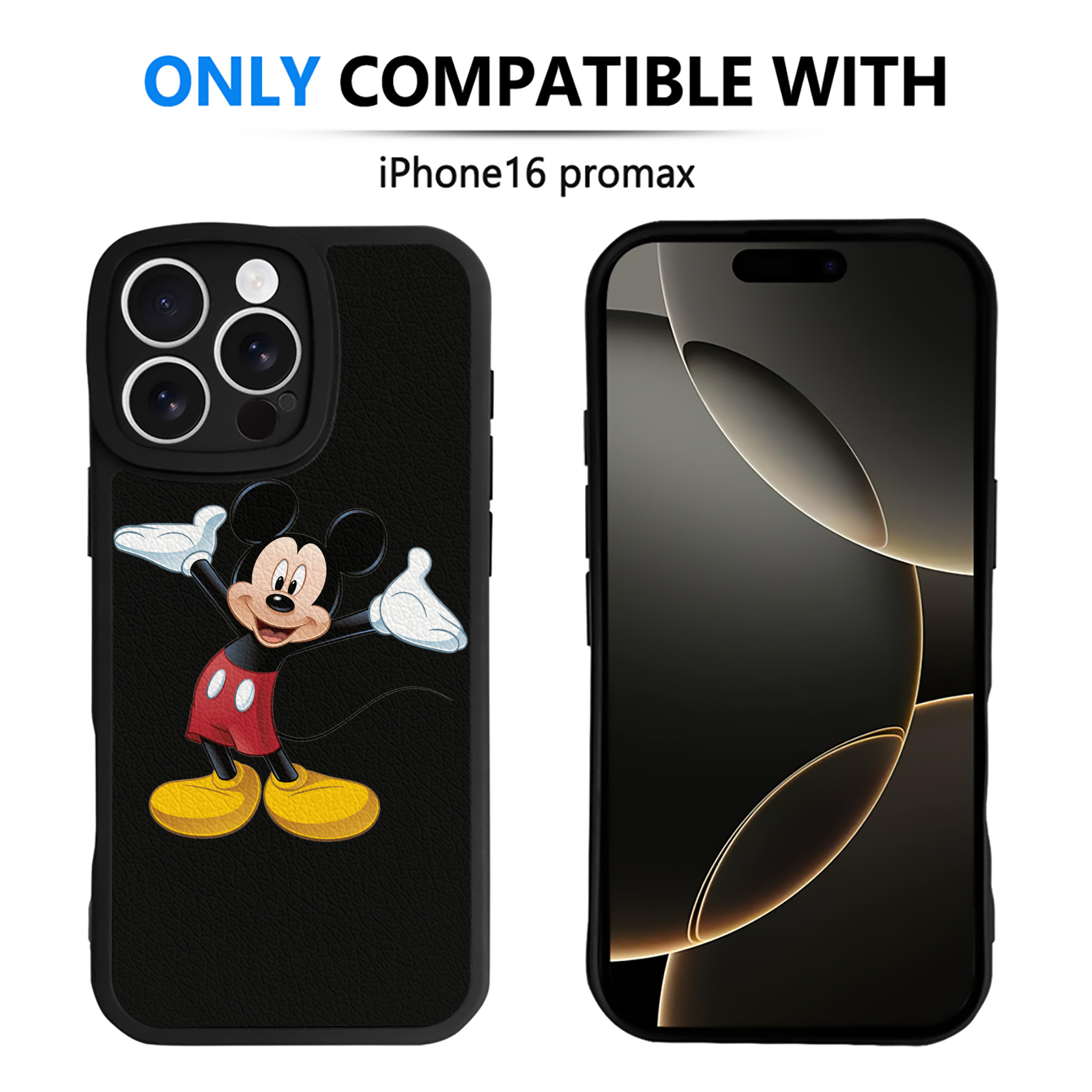 （画像用） ミッキーマウス Mickey Mouse 【iPhone 16シリーズ対応】シリコンスマホケース（レザー調） 材質：シリコン